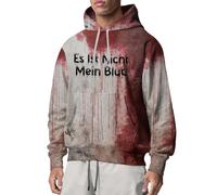 Costumi di Halloween per gli uomini Felpe con cappuccio insanguinate Problem Solved 2025 Fall Horror con cappuccio con tasca felpe a maniche lunghe, Z01-grey&red3 Felpe con cappuccio di Halloween per