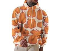 Costumi di Halloween per gli uomini Jack O' Lantern felpe con cappuccio faccia di zucca con cappuccio con tasca button down felpa a maniche lunghe, Felpe con cappuccio arancione per gli uomini, L