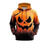 Costumi di Halloween per gli uomini Jack O' Lantern felpe con cappuccio in lino Contton 1/4 Button Down camicie felpa a maniche lunghe, Z02-orange Felpe con cappuccio di Halloween per gli uomini, 3XL