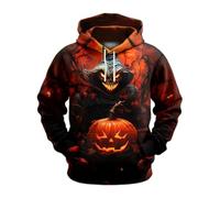 Costumi di Halloween per gli uomini Jack O' Lantern felpe con cappuccio in lino Contton 1/4 Button Down camicie felpa a maniche lunghe, Z02-giallo Felpe con cappuccio di Halloween per gli uomini, L