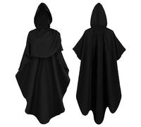 Costumi di Halloween per gli uomini mantello medievale con cappuccio scialle apocalittico rinascimentale cosplay mantello vintage con cappuccio poncho, Z02-nero, L