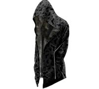 Costumi di Halloween Per Gli Uomini Stampa Pipistrello Felpa Con Cappuccio Full Zip Up Con Cappuccio Cerniera Manica Lunga Felpe Outwear, Felpe con cappuccio grigio per gli uomini, S