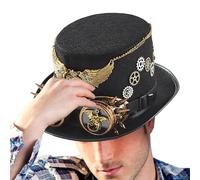 Costumi di Halloween Steampunk, cappello jazz occidentale - Cappello Steampunk robusto e leggero - Costumi di Halloween con cinturino regolabile per accessori gotici