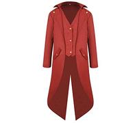 Costumi di Halloween Uomo Renaissance Steampunk Frack Retro Pirata Gothic Medievale Giacca Vintage Cappotto Uniforme, Rosso, M