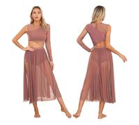 Costumi Donna Danza Lirica Abito da ballo lirico da donna con ritaglio in rete patchwork danza latina moderna costume da ballerina contemporanea for performance sul palco Maglia Costumi Di Danza Liric