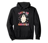 Costumi Fantasma di Halloween Divertenti retrò Groovy Let's Go Ghouls Felpa con Cappuccio