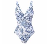 Costumi Interi Donna Push Up Halter Scollo a V Senza Spalline Sexy Stampa Moda Costume da Bagno per Spiaggia Mare Piscina Reggiseno Imbottito Curvy Aderente Elegante Blu