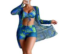 Costumi Mare da Donna,Set da Due Pezzi con Gonna da Spiaggia per Costume da Bagno con Stampa 3D in Stile Tribunale Splendido (Blue, M)