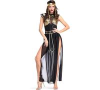 Costumi Medievali della Regina Cleopatra per Donne Adulte Antico Egitto Faraone Cosplay Abbigliamento Halloween Egitto Principessa Fancy Dress, Black, L