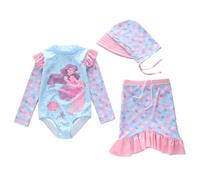 Costumi Nuoto Bambina, Costume da Bagno da Spiaggia e Sole in Tre Pezzi in Stile Cartone Animato per Bambine, per Piscina, Fiume e Oceano