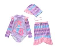 Costumi Nuoto Bambina, Costume da Bagno da Spiaggia e Sole in Tre Pezzi in Stile Cartone Animato per Bambine, per Piscina, Fiume e Oceano