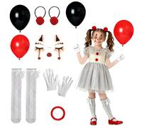 Costumi Vestiti Bambina, Costume Halloween Bambina, 7 Pièces Girls Bad Clown Dress Clown Costume, Costume Spaventoso, per Halloween Carnevale Playing di ruolo Celebrazione (S)
