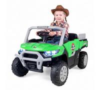 COSTWAY 12 V Macchina Elettrica per Bambini 3+ Anni, Auto UTV, Verde | Veicolo Cavalcabile con Cassone, 2 Motori, Telecomando, Cintura di Sicureza, Macchinina con Luci, Musica, Velocità Regolabile