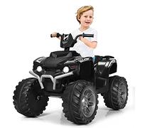 COSTWAY 12 V Quad Elettrico per Bambini, Auto Elettrica Cavalcabile con Luci LED e Musica, Velocità Fino a 5km/h, per Bambini 3-7 Anni (Nero)