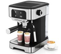COSTWAY 1200W Macchina da Caffè Professionale, Macchina per Espresso 20 Bar con Montalatte a Vapore, in Acciaio Inox per Cappuccino Latte Macchiato, 26 x 21 x 28 cm