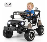 COSTWAY 12V Auto Elettrica per Bambini 3 Anni+ con Telecomando, Nero | Veicolo Fuoristrada con Fari LED, Musica, Clacson, Porte Bloccabili, USB e MP3, Macchina Giocattolo Velocità 1,5-3,8 km/h