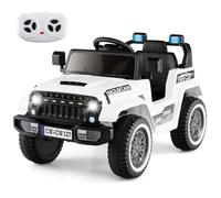 COSTWAY 12V Auto Elettrica per Bambini, Macchina Eletrrica con Doppio Motore Musica Clacson Luci LED USB, 3 Velocità 2-5 km/h, 2 Motori, Regalo per Bambini 3-8 Anni (Bianco)