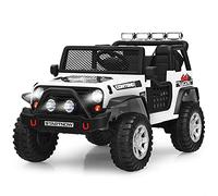 COSTWAY 12V Auto Elettrica per Bambini, Macchina per Bambini con Telecomando, 3 Velocità, con Luci Musica MP3 e Radio, Veicolo Elettrico per Bambini 3+ Anni (Bianco)