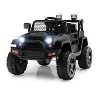 COSTWAY 12V Auto per Bambini con Telecomando, Macchina Elettrica con Fari Luminosi, Musica, Porta USB e Aux, Velocità 2,5-4,5 km/h, Regalo per Bambini 3-7 Anni (Nero)