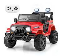 COSTWAY 12V Macchina Elettrica per Bambini, Auto Elettrica per Bambini 3 Anni+ con Telecomando Luci Musica Clacson, 3 Velocità e Doppio Motore,Carico 30kg (Rosso)