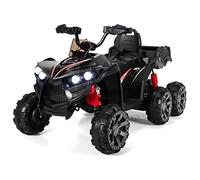 COSTWAY 12V Quad Elettrico per Bambini, Macchina Elettrica per Bambini con 6 Ruote 4 Motori Baule Posteriore Luci LED e Musica, Trazione Integrale, 3-6 km/h, 3 Anni+ (Nero)