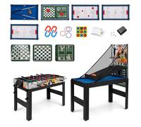 COSTWAY 15 in 1 Set da Tavolo da Gioco Combo, Tavolo Multigioco Basket Calcetto Hockey Biliardo Ping Pong Bowling Shuffleboard ecc, Set Combinato per Giochi Multipli (Stile 2 blu)