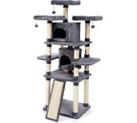 COSTWAY 170cm tiragraffi per gatti albero di arrampicata per gatti albero di gioco albero di graffiatura mobili tiragraffi grotta con palle da gioco, 2 grotte 60x50x170cm