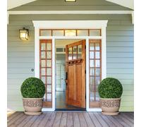 Costway 2 Pezzi pianta artificiale con palline di bosso 48cm, Sfere decorative a prova di raggi UV per interni ed esterni