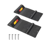 COSTWAY 2 Pezzi Tappeto Ferma Ruote, Set di Fermaruote per Parcheggio con Striscia di Avvertimento, Superficie Antiscivolo, 53 x 25,5 x 5 cm