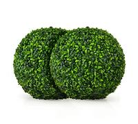 COSTWAY 2 Sfere Artificiali da 40 CM, Piante Finte a Sfera Resistenti ai Raggi UV, Piante Artificiali Rotonde da Giardino, Balcone, Matrimonio e Casa, No Manutenzione Potature Annaffiamento