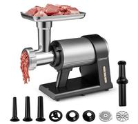COSTWAY 2000W Tritacarne Elettrico con Insaccatore per Salsicce, 3 Tubetti per Salsicce, 3 Dischi per Macinare, Kit Kibbe, Lama, Spingitore e Cassetto, Tritacarne in Alluminio per Cucina