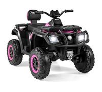 COSTWAY 24V Quad Elettrico per Bambini a 2 Posti, Macchina Elettrica per Bambini 3-8 Anni con 4 Motori, 4 Ruote Antiusura, Luci LED e Musica, Avvio Morbido e 2 Velocità Regolabili, 3-8 km/h (Rosa)
