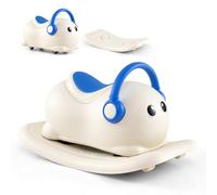 COSTWAY 3 in 1 Cavallo a Dondolo per Bambini, Dondolo Cavalcabile con Spazio Nascosto, Ruote Scorrevoli e Tavola di Equilibrio Rimovibile, Regalo per Bambini 1-3 Anni
