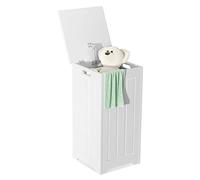 COSTWAY 34 L Mobile Portabiancheria per Bagno, Cesto Organizzazione Lavanderia in Legno, in Stile Moderno, 30 x 30 x 61 cm, Bianco (Senza Borsa Interna)