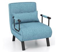COSTWAY 4 in 1 Poltrona Letto Singolo, Poltroncina Pieghevole con Schienale Regolabile in 6 Posizioni, Sedile Imbottito Robusto, Divano Letto per Casa Ufficio, 79x65x79 cm (Turchese)