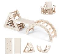 COSTWAY 5 in 1 Set da Arrampicata per Bambini, Set Montessori con Scala a Triangolo, Arco e Scala a Doppia Faccia, Palestra da Interno per Bambini 3-6 Anni