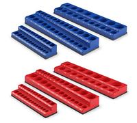 COSTWAY 6 Pezzi Set di Supporti Magnetici per Punte delle Chiavi a Bussola, Organizer per Punte con Unità da 2,5/10cm, 7,5/20cm e 2,5/10cm, Rosso SAE e Blu Metrico