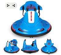 COSTWAY 6V Autoscontro Elettrico per Bambini con Telecomando Luci LED, Blu | Veicolo Elettrico Girevole a 360°, con Cintura di Sicurezza Regolabile, 37-95 Mesi