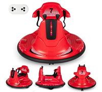 COSTWAY 6V Autoscontro Elettrico per Bambini con Telecomando Luci LED Rosso | Veicolo Elettrico Girevole a 360°, con Cintura di Sicurezza Regolabile, 37-95 Mesi