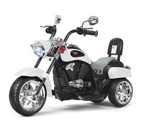 COSTWAY 6V Moto Elettrica per Bambini, Moto Cavalcabile con 3 Ruote e Luci, Avanti e Indietro, 2,5-3 km/h, Ideale per Bambini 3 Anni+, Carico 30kg (Bianco)