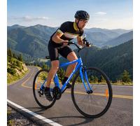Costway 700c bici da strada con telaio in lega di alluminio per uomo e donna18 velocità, Biciclette da città con freni a pinza pedali antiscivolo Blu