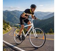Costway 700c bici da strada con telaio in lega di alluminio per uomo e donna18 velocità, Biciclette da città con freni a pinza pedali antiscivolo Bianco