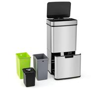 COSTWAY 72L Pattumiera Differenziata, Bidone della Spazzatura in Acciaio Inox con 3 Scomparti e Sensore di Movimento, Coperchio a Chiusura Morbida, Ideale per Casa Ufficio