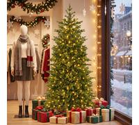 Costway Albero artificiale automatico con 434 rami ignifughi 250 luci regolabili e base, 180cm albero di natale con luci incorporati