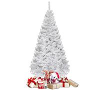 COSTWAY Albero di Natale 150/180/210/240 cm, Albero di Natale Bianco con 350/650/950/1138 Rami in PVC e Supporto in Metallo, Albero di Natale Artificiale per Casa, Ufficio e Negozio (180 cm)