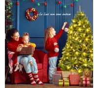 Costway Albero di Natale 180 cm con 1250 rami in PVC, Abete artificiale con cerniere e solida base di metallo