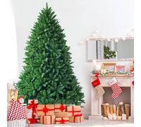 Costway Albero di Natale 225 cm con 1968 rami in PVC, Abete artificiale con cerniere e solida base di metallo
