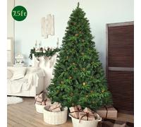 Costway Albero di natale artificiale 225cm con 540 LED, 71 pigne, 1125 rami e un supporto in metallo