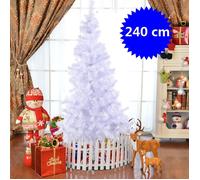 Costway Albero di natale artificiale 240cm in PVC con 1138 rami, supporto in metallo e piedi in gomma Bianco