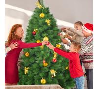 Costway Albero di Natale non illuminato 180 cm, Abete artificiale con base di metallo perfetto come decorazione